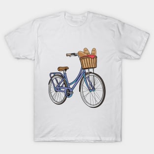 Women's bike with Basket & Bread T-Shirt